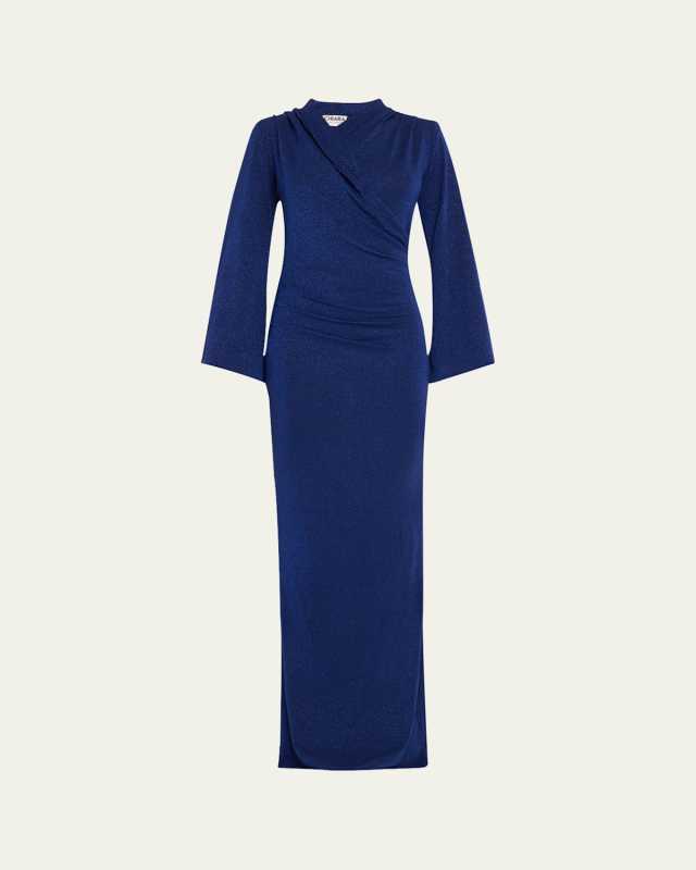 Stena Shimmer Draped Column Gown